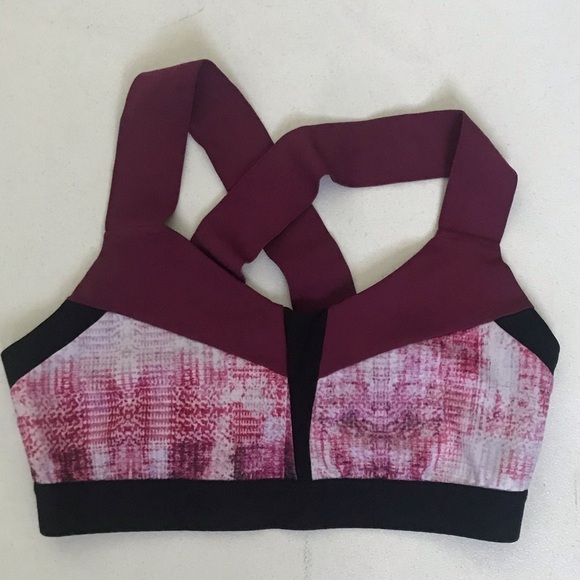 ALO Yoga Fuchsia Trim Cross Back Graphic Printed Sports Bra • Athletic 🔴 - Picture 1 of 2